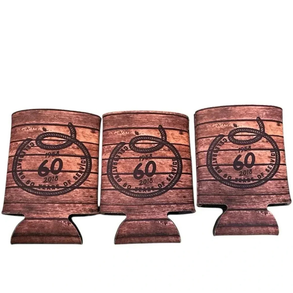 Brown Faux Wood Koozse 3 Pack Great Condition Wester - Picture 2 of 5